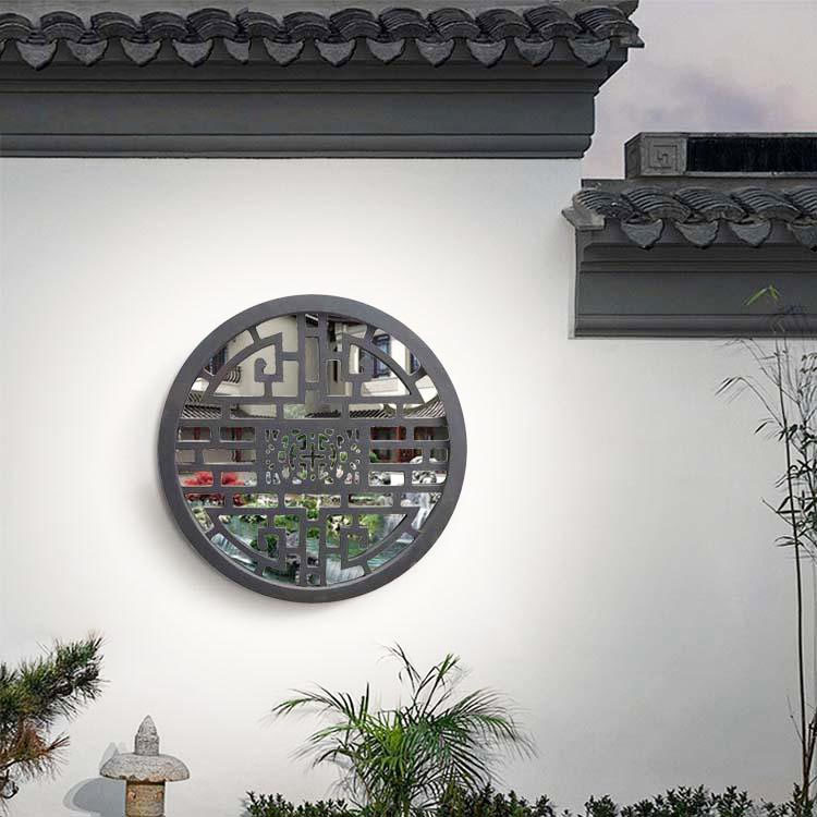 中國古鎮(zhèn)風(fēng)格客棧花窗鏤空窗飾扇形多邊形框架花朵圖案矢量圖素材